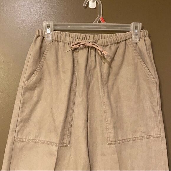 Chico’s Tan Linen Blend Pants Size 0 Drawstring - Picture 3 of 12